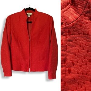 Coldwater Creek Small Blazer Jacket Orange Textured Blazer Jacket zip front